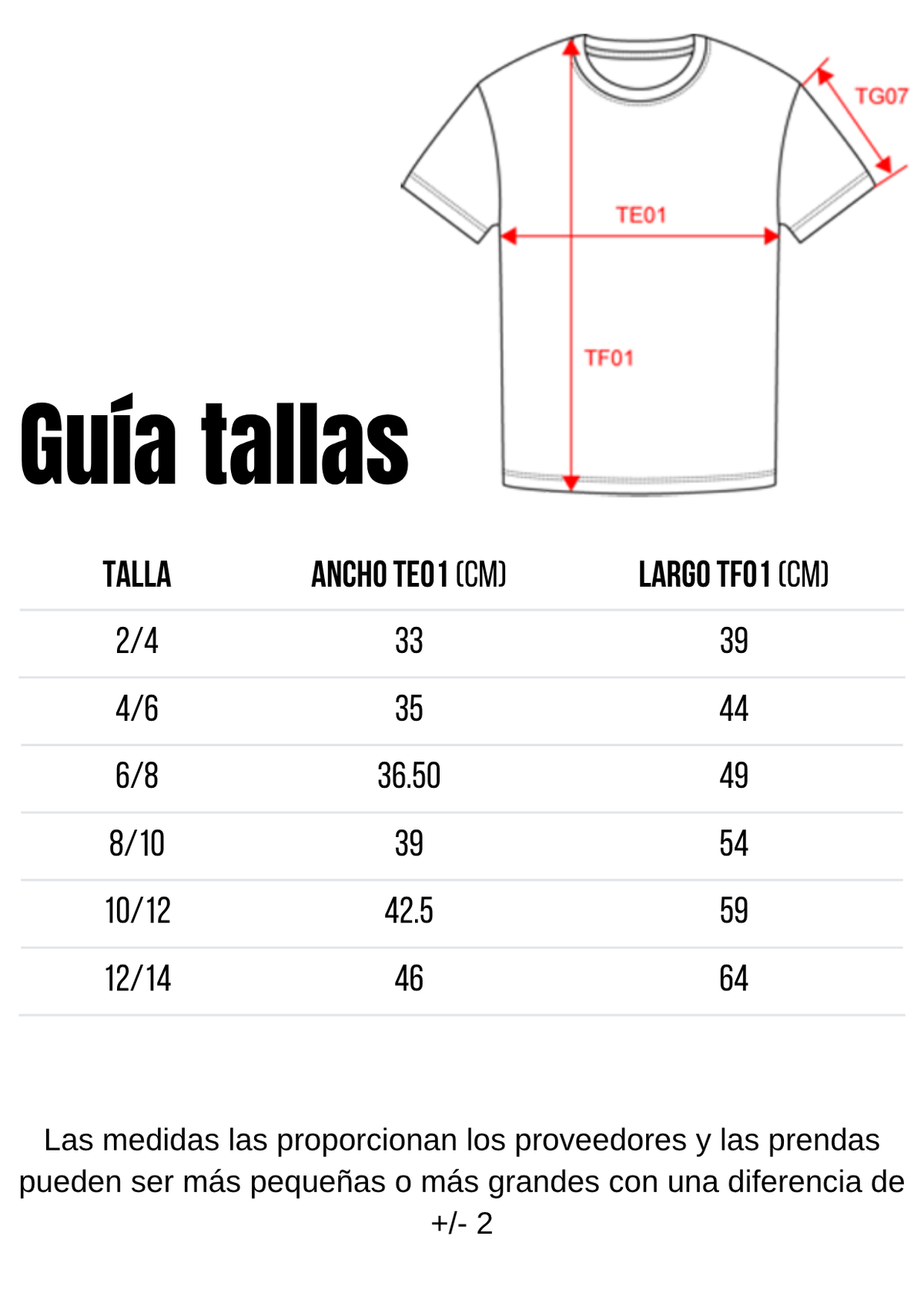 Guía de tallas