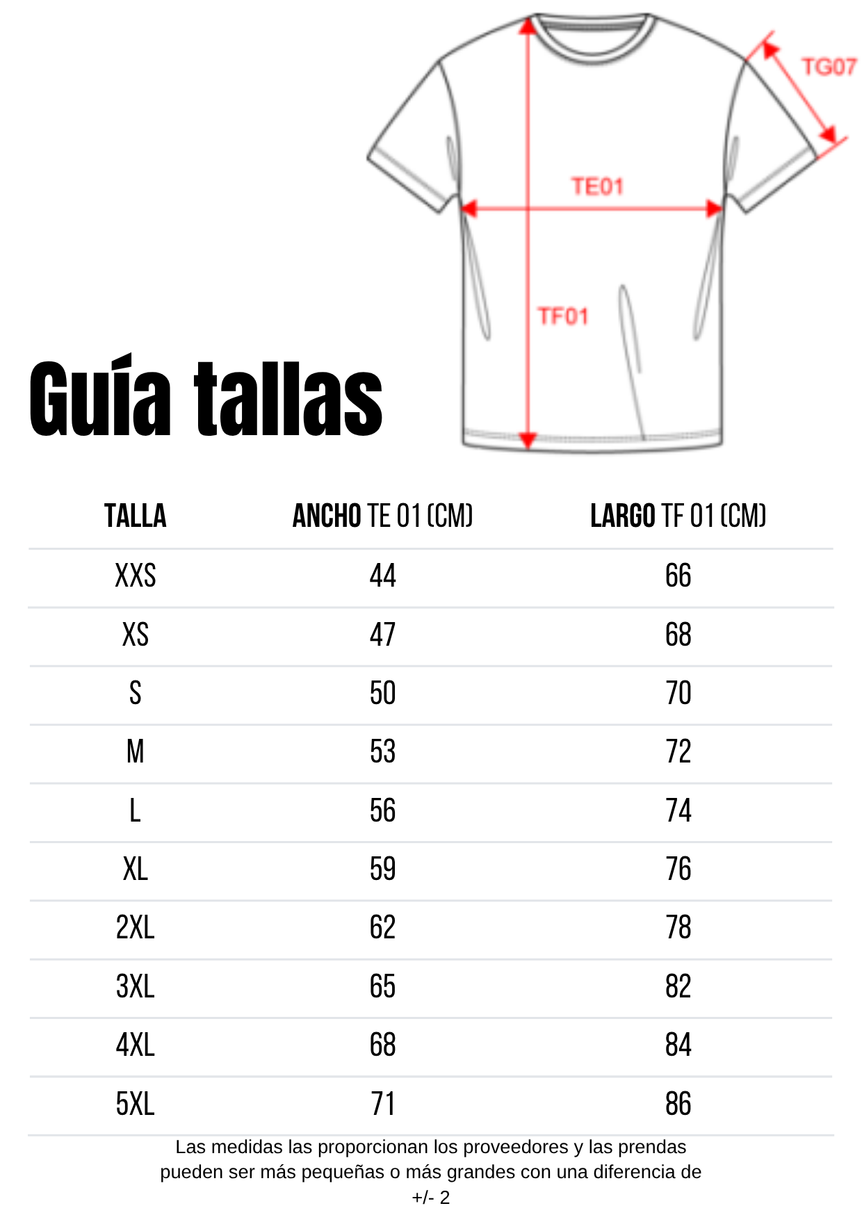 Guía de tallas