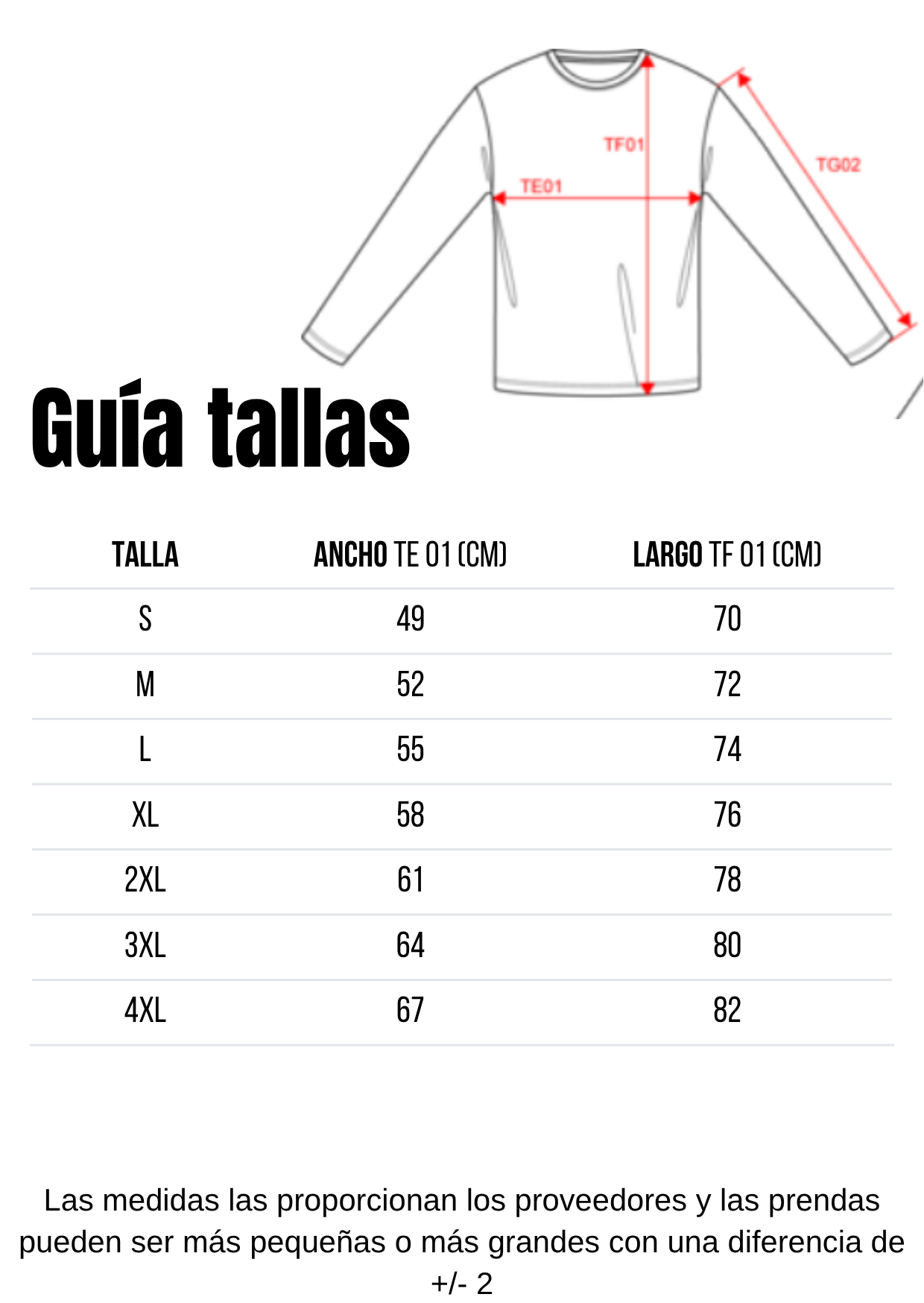 Guía de tallas
