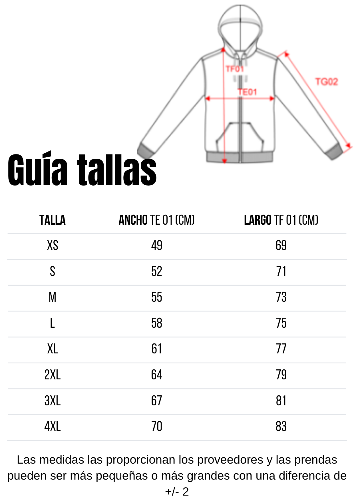 Guía de tallas