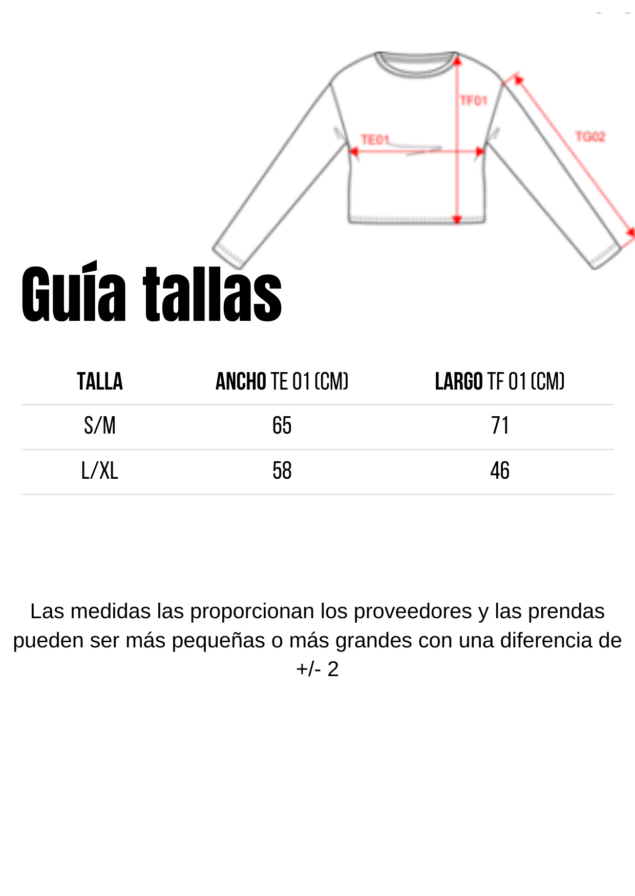 Guía de tallas