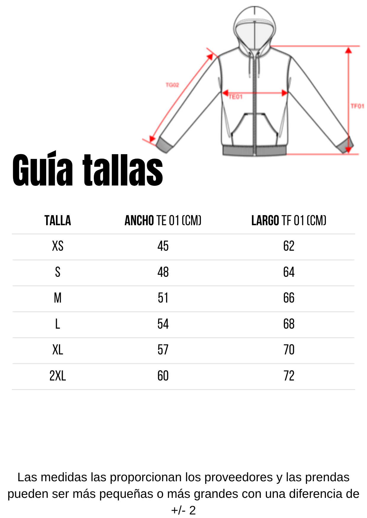 Guía de tallas