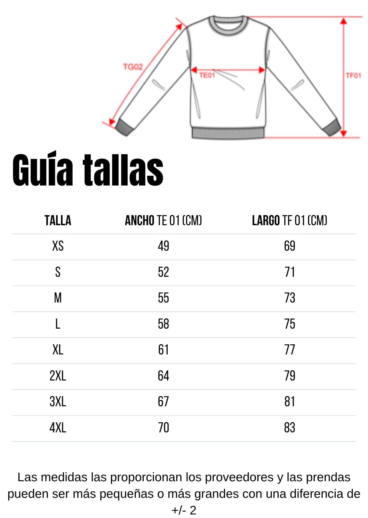 Guía de tallas