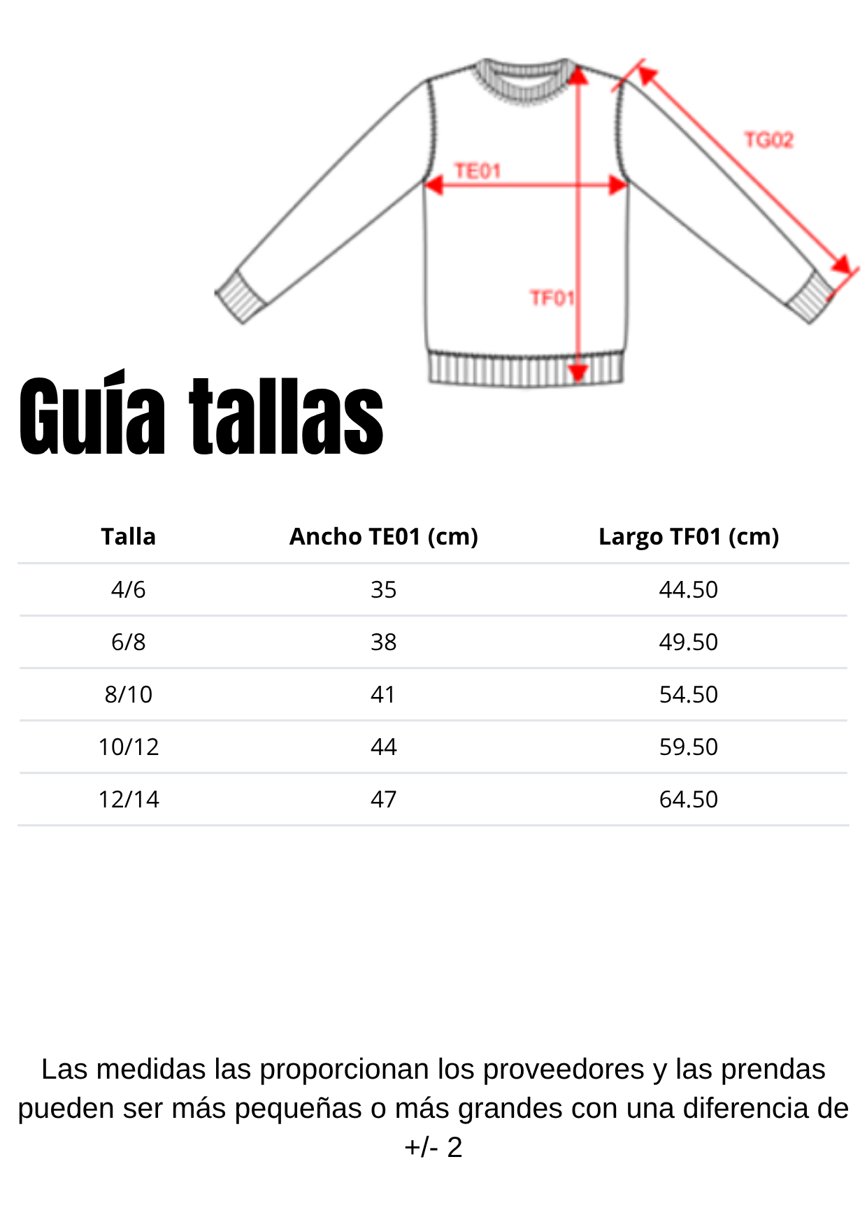 Guía de tallas