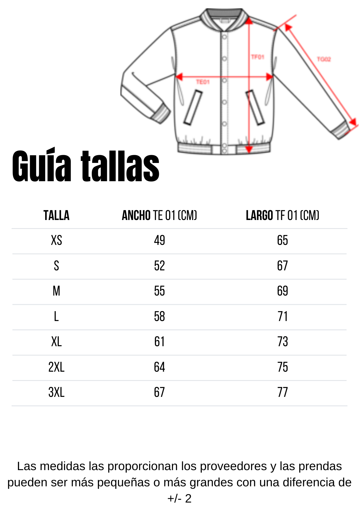 Guía de tallas
