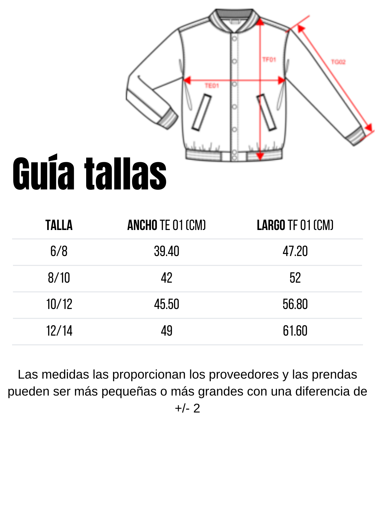 Guía de tallas
