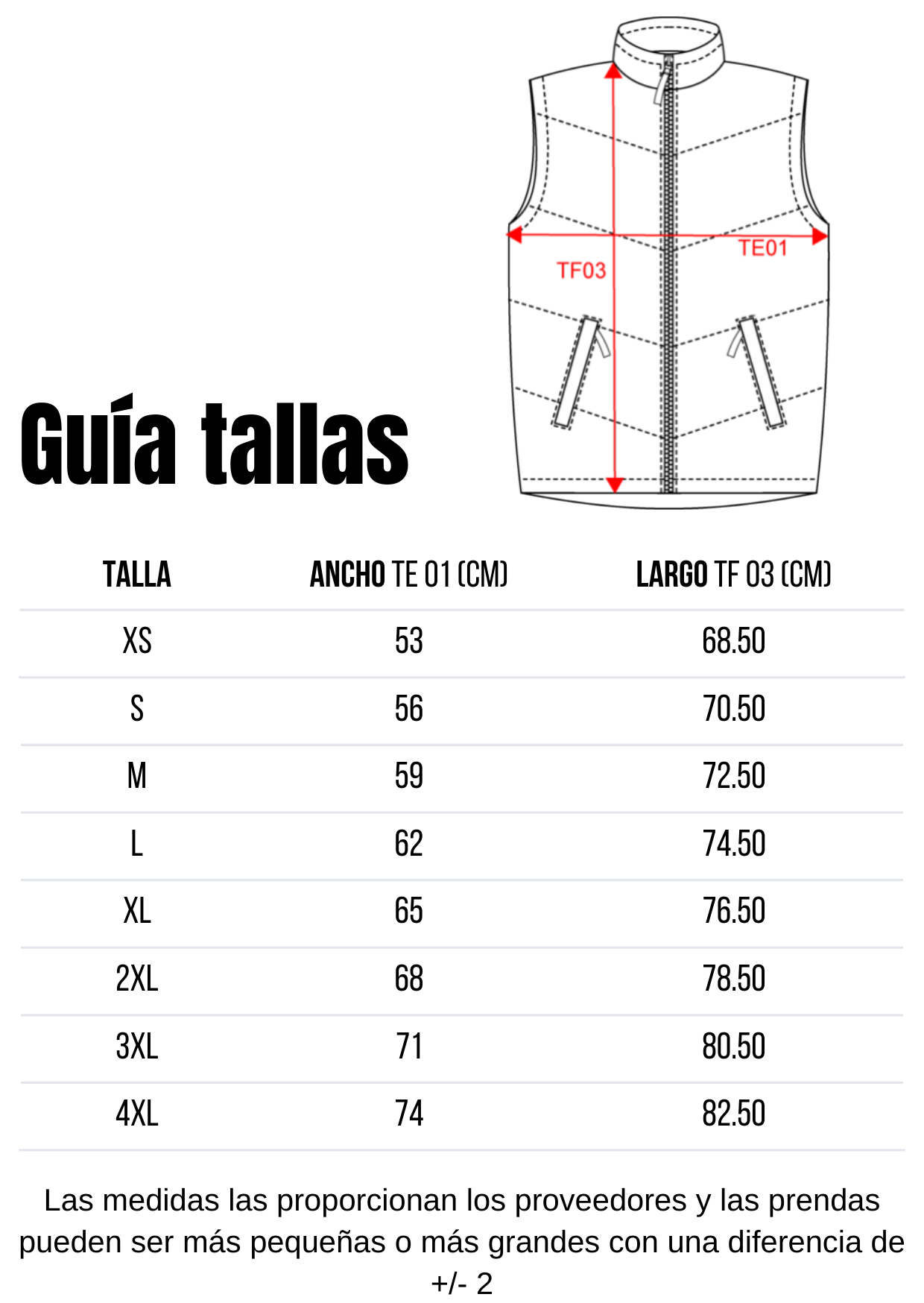 Guía de tallas
