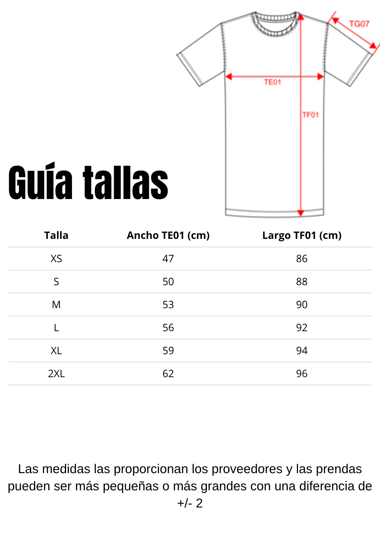 Guía de tallas