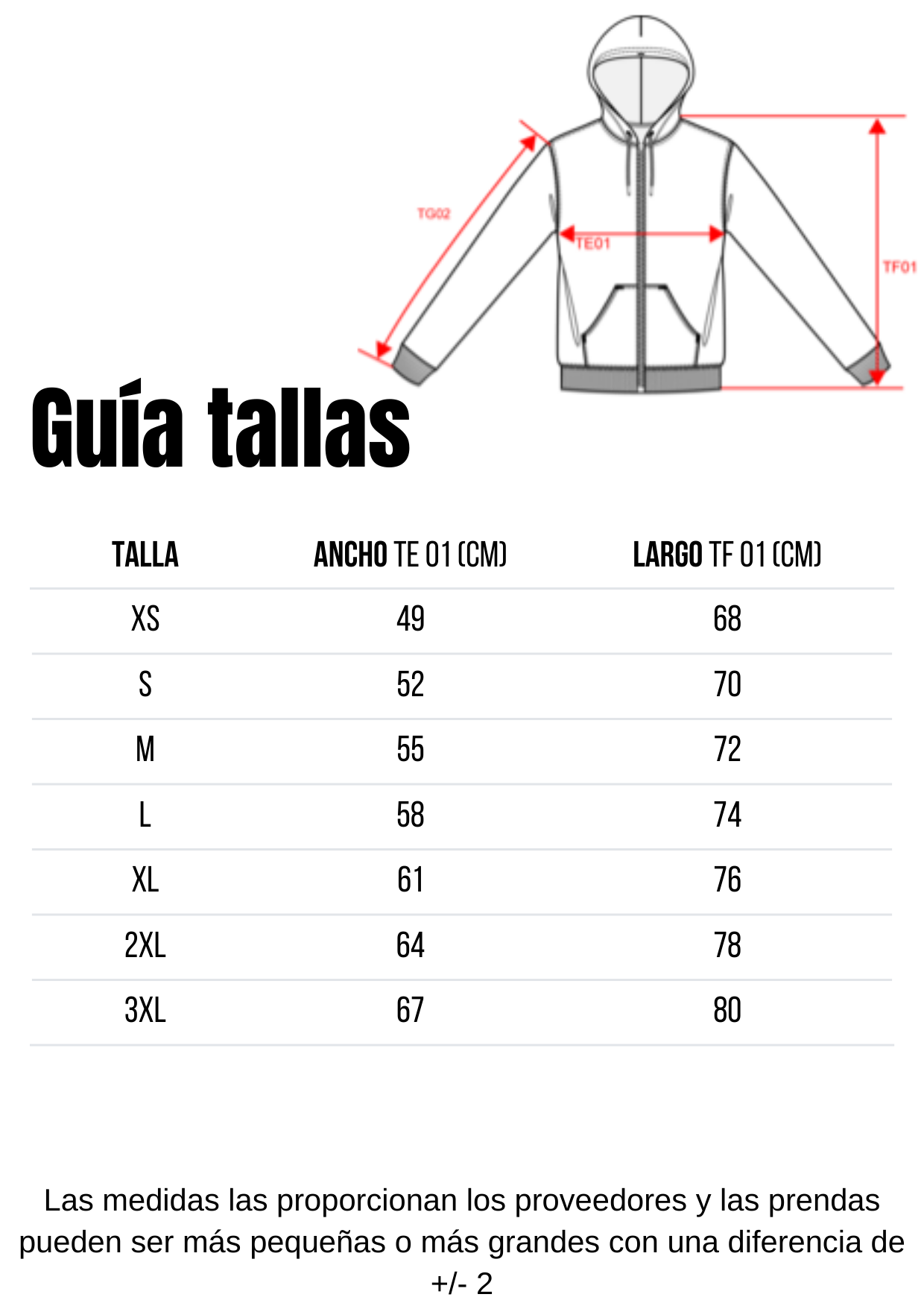 Guía de tallas