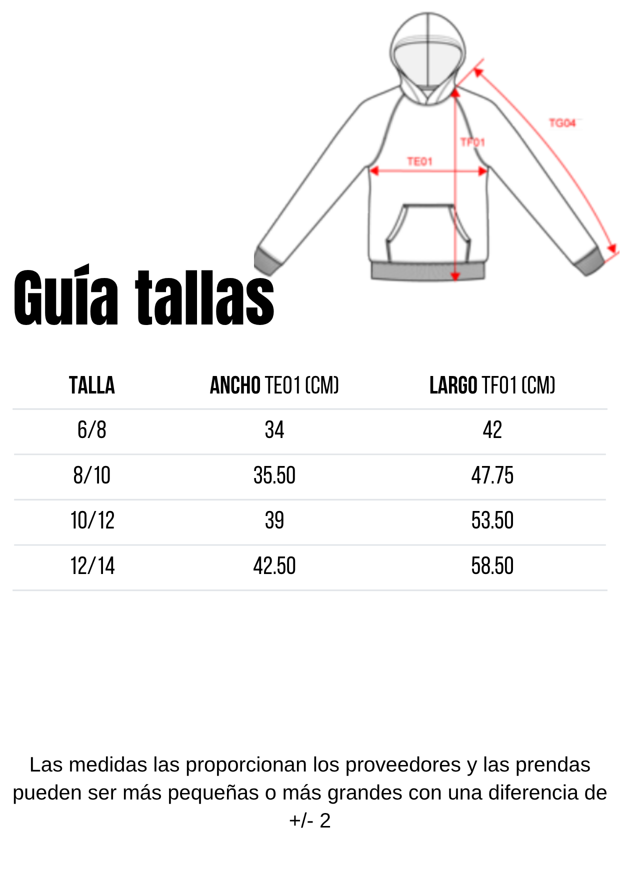 Guía de tallas