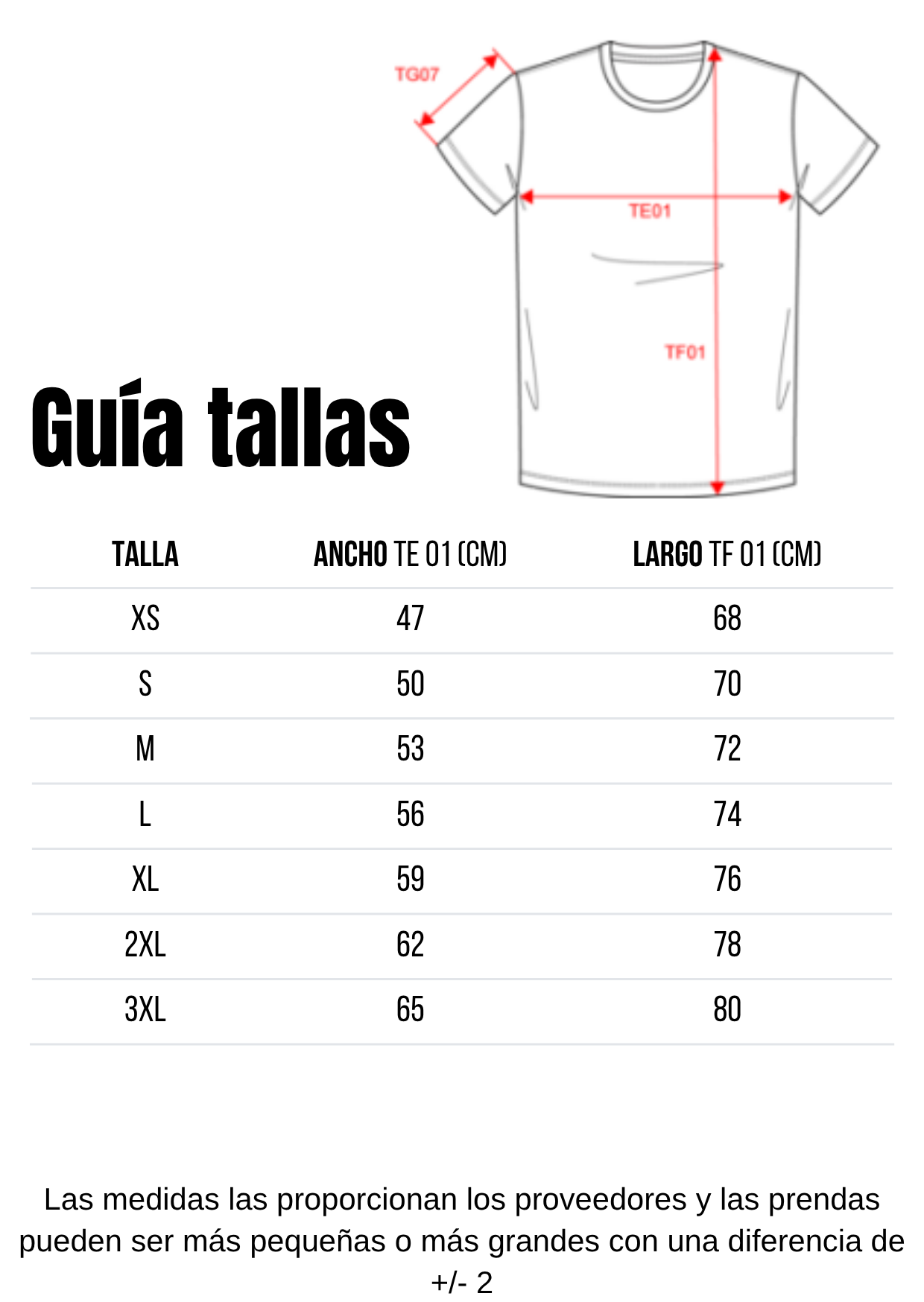 Guía de tallas