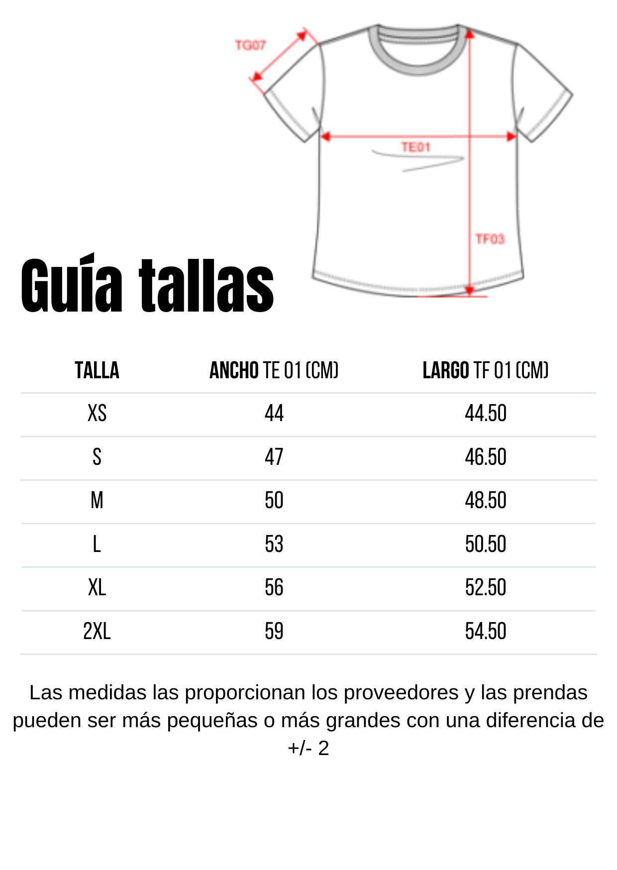 Guía de tallas