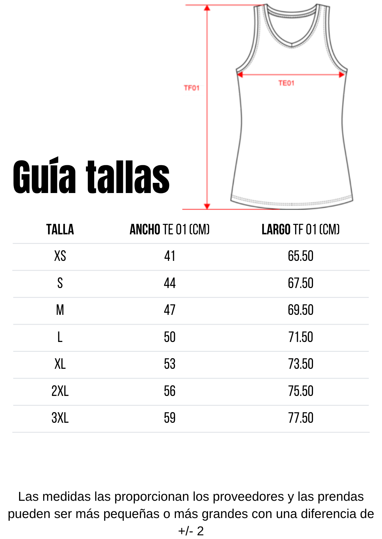 Guía de tallas