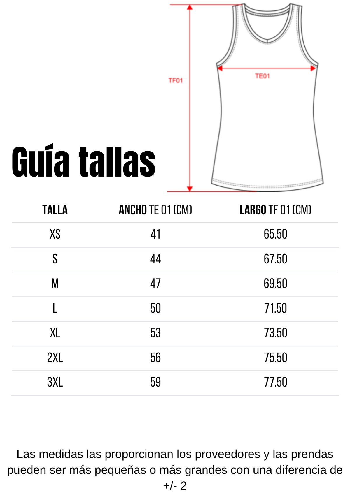 Guía de tallas