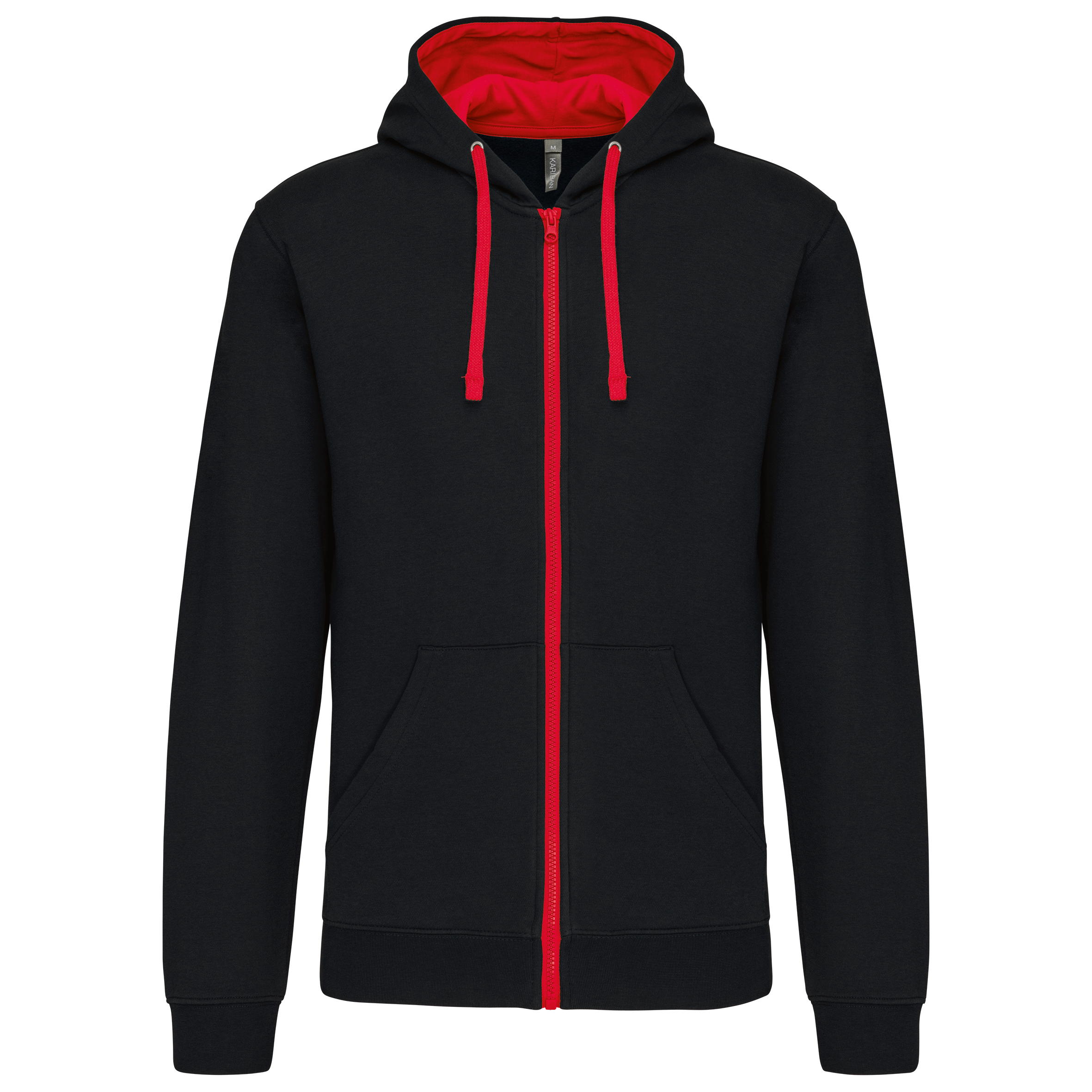 Sudadera capucha y cremallera contrastada