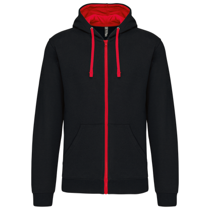Sudadera cremallera contraste adulto