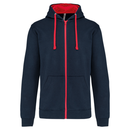 Sudadera cremallera contraste adulto