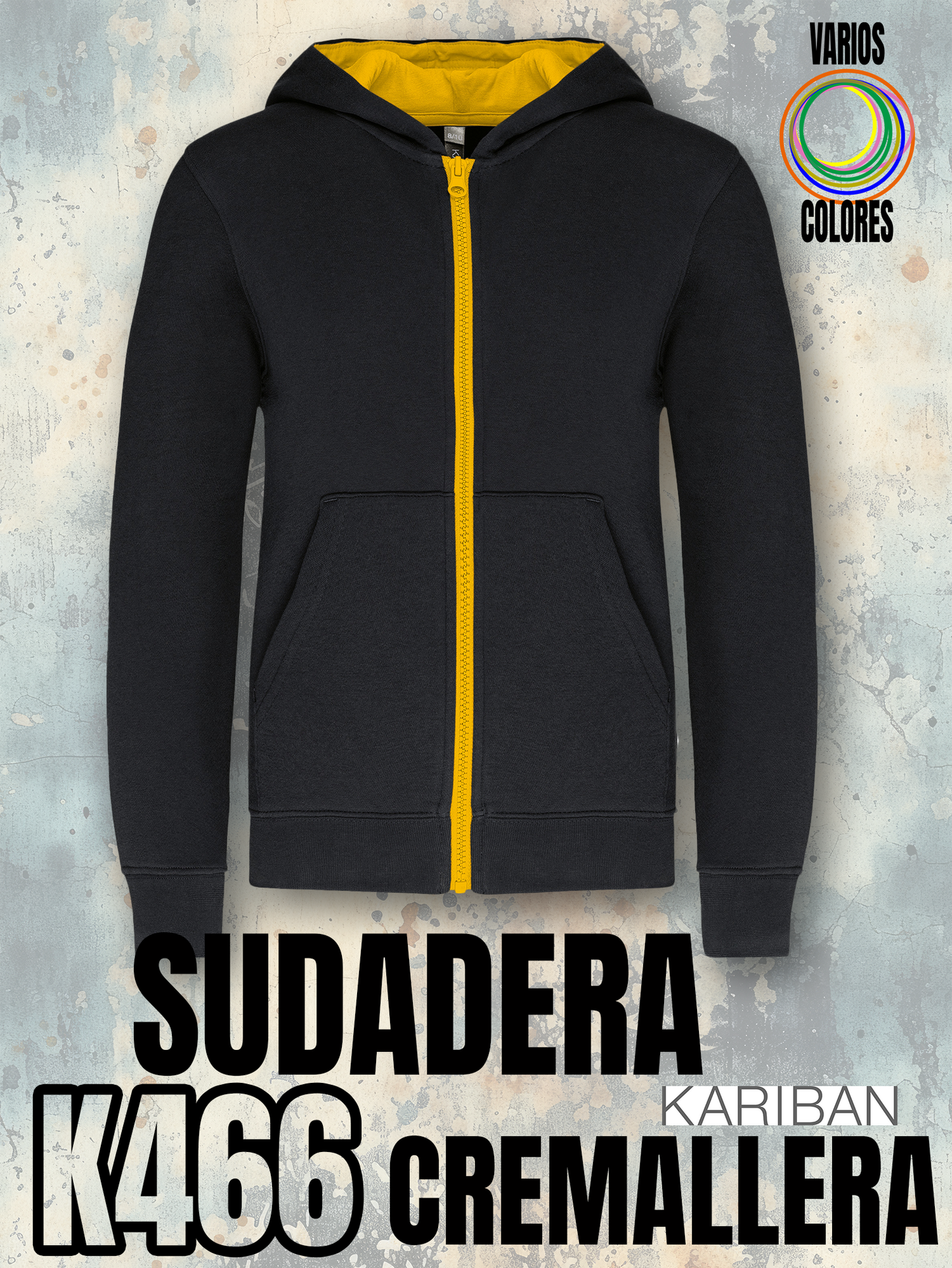 Sudadera cremallera contraste adulto