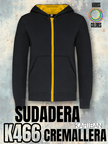Sudadera cremallera contraste adulto