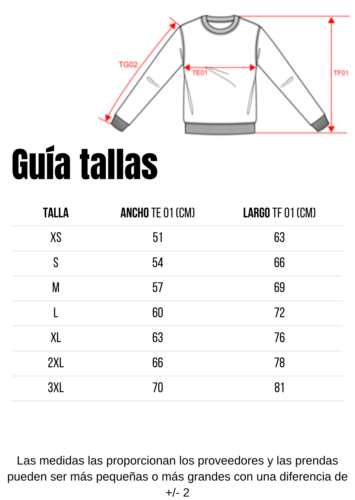 Guía de tallas