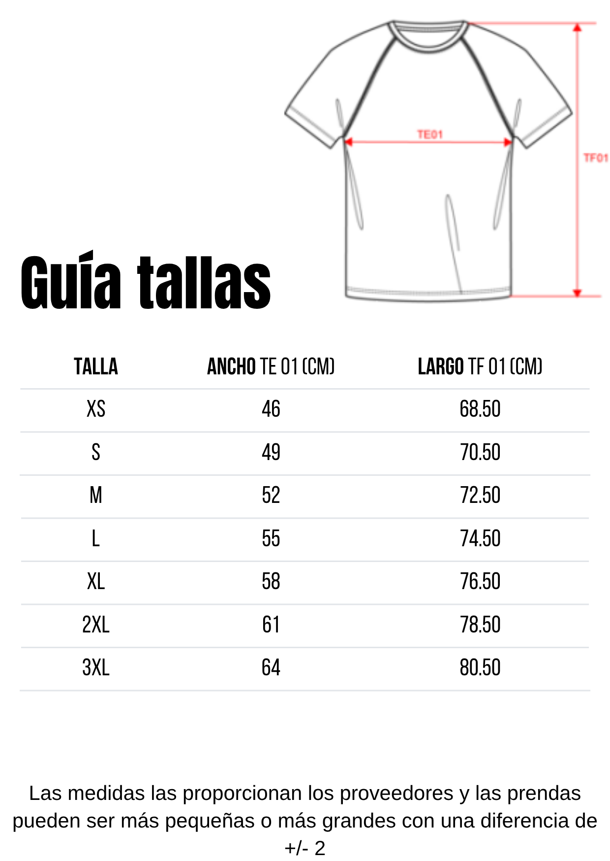 Guía de tallas