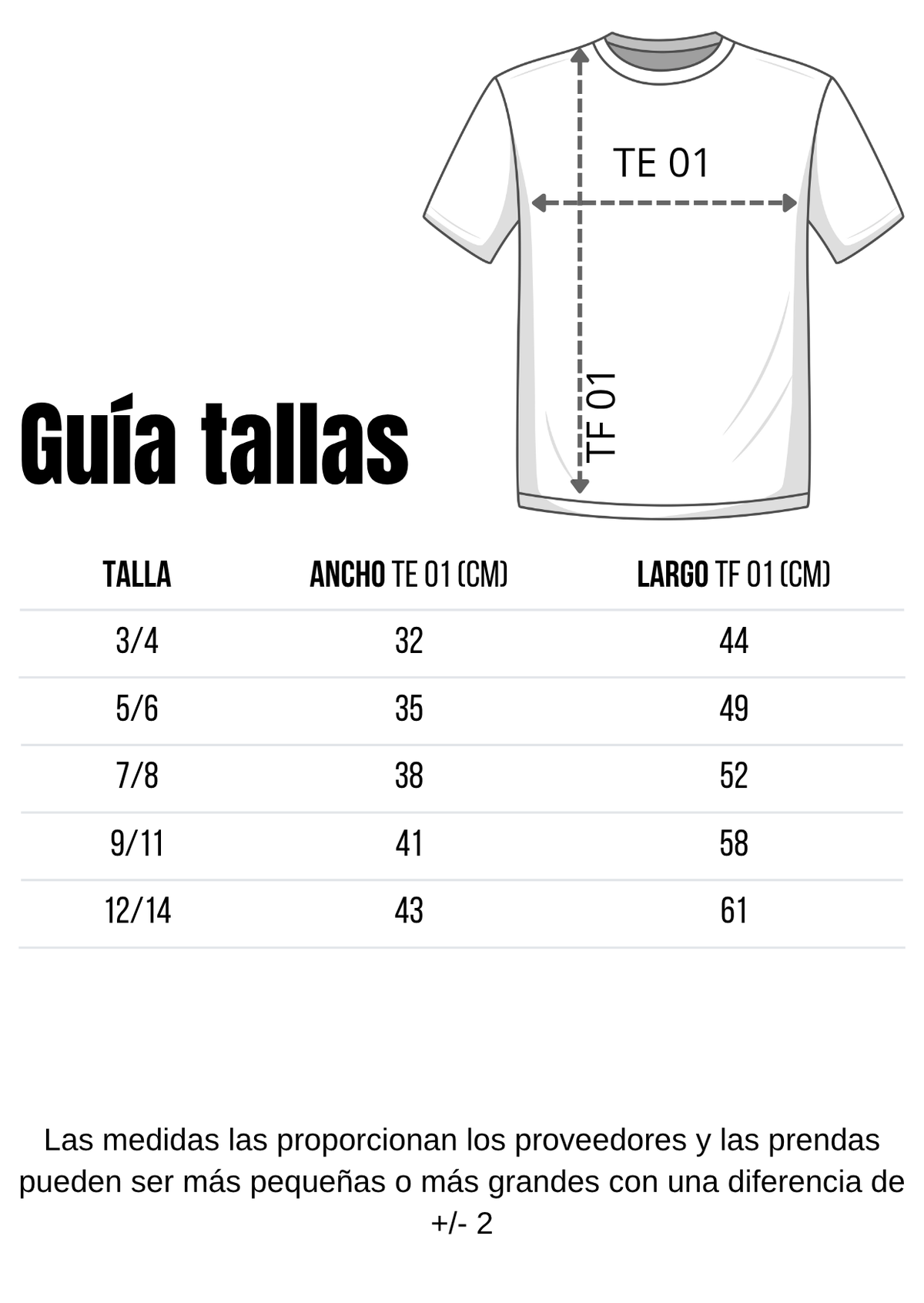Guía de tallas