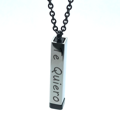 Colgante mensaje oculto Plateado-negro