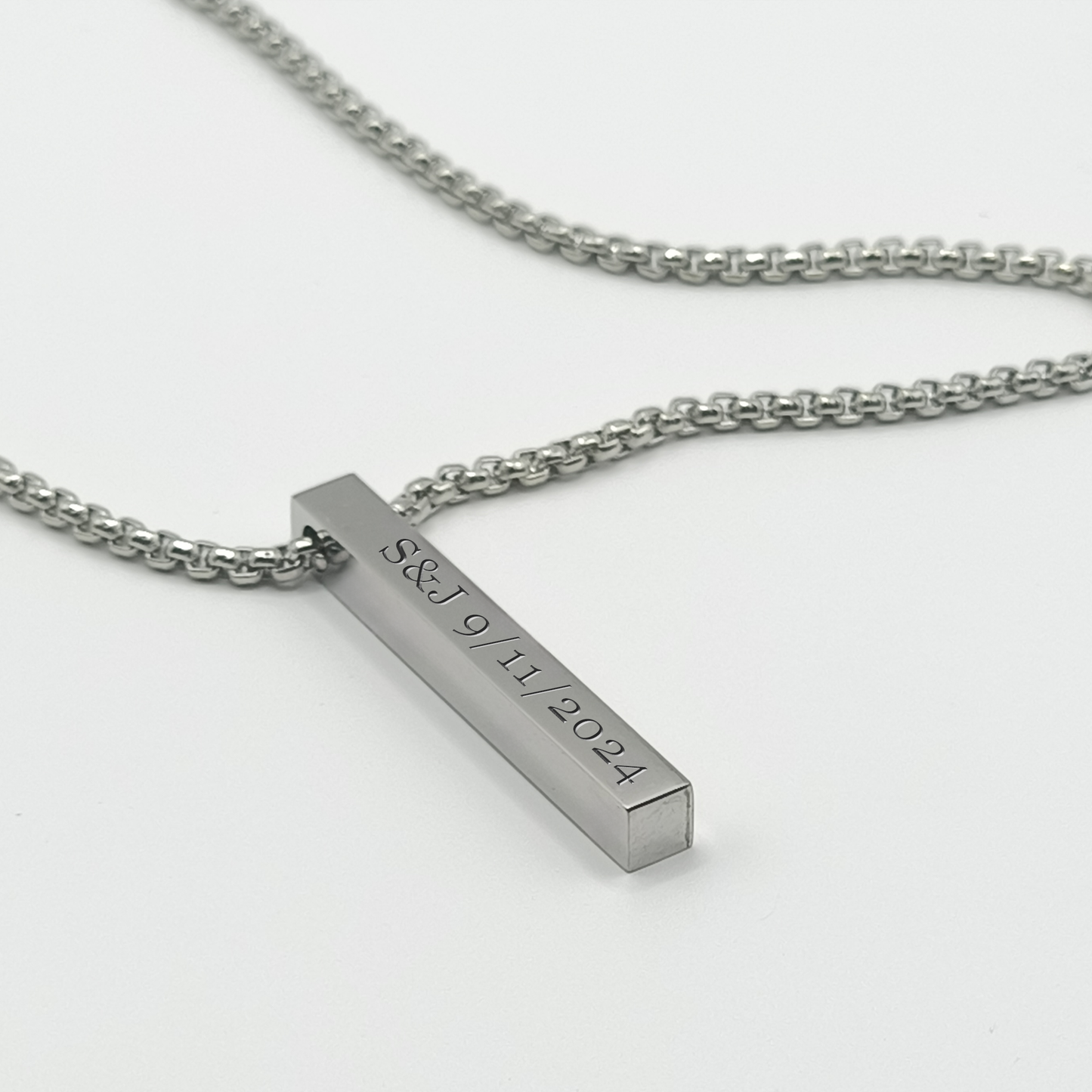 Colgante lingote fino plateado texto