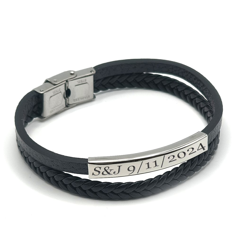 Pulsera cuero pu doble texto