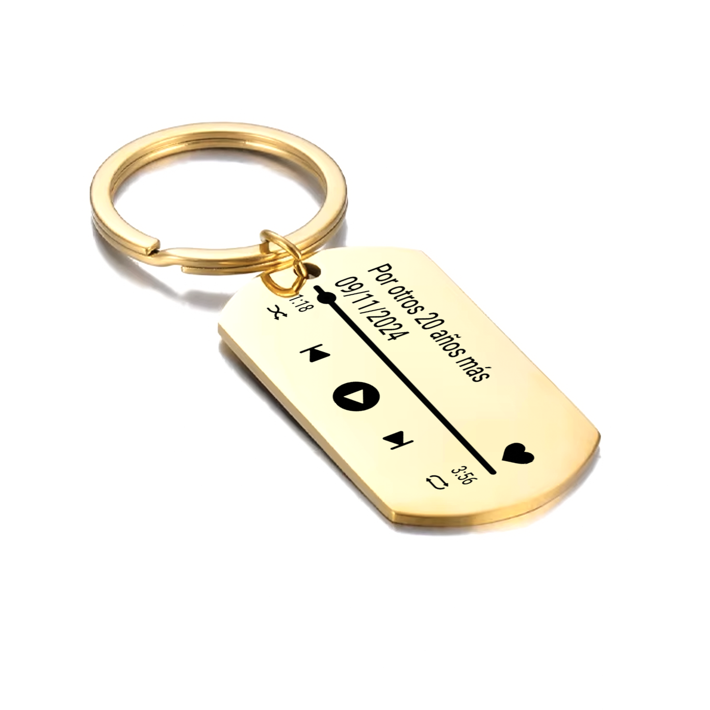 Llavero placa militar dorado reproductor