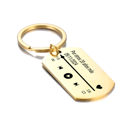 Llavero placa militar dorado reproductor