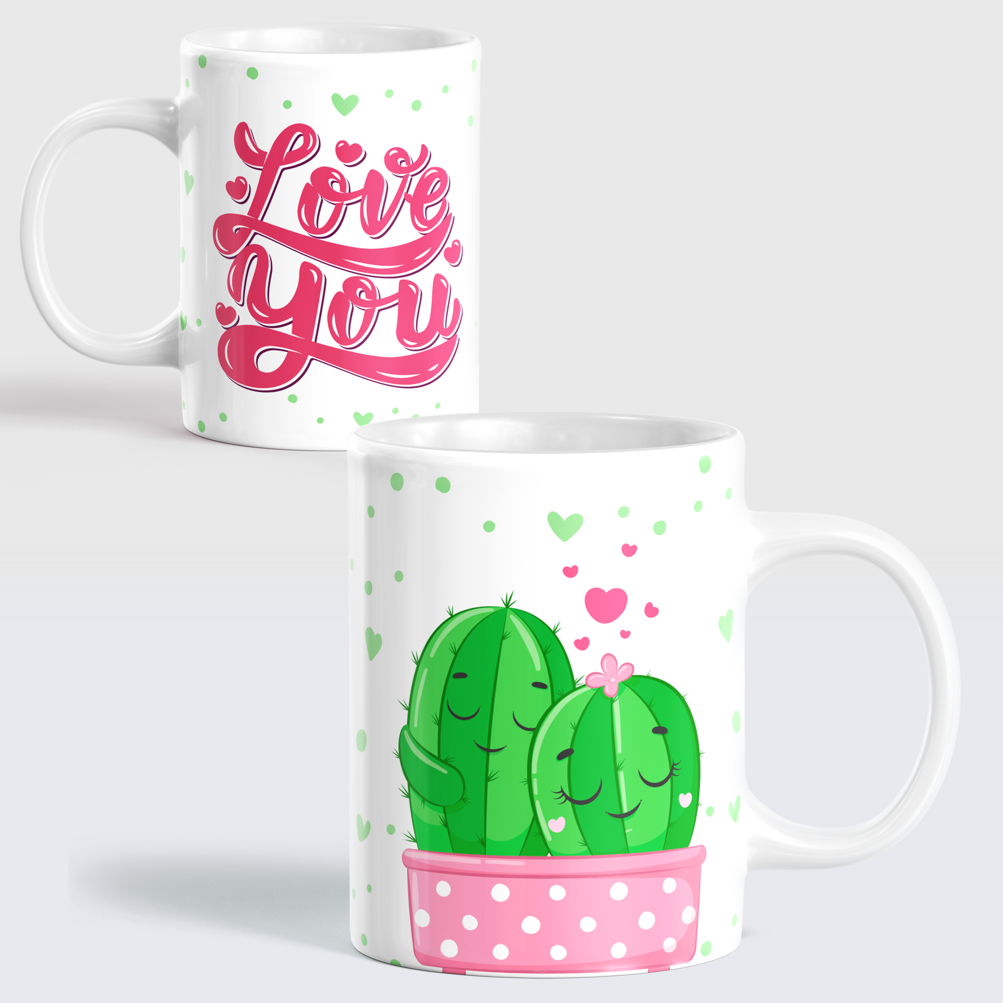 Taza love you pareja cactus