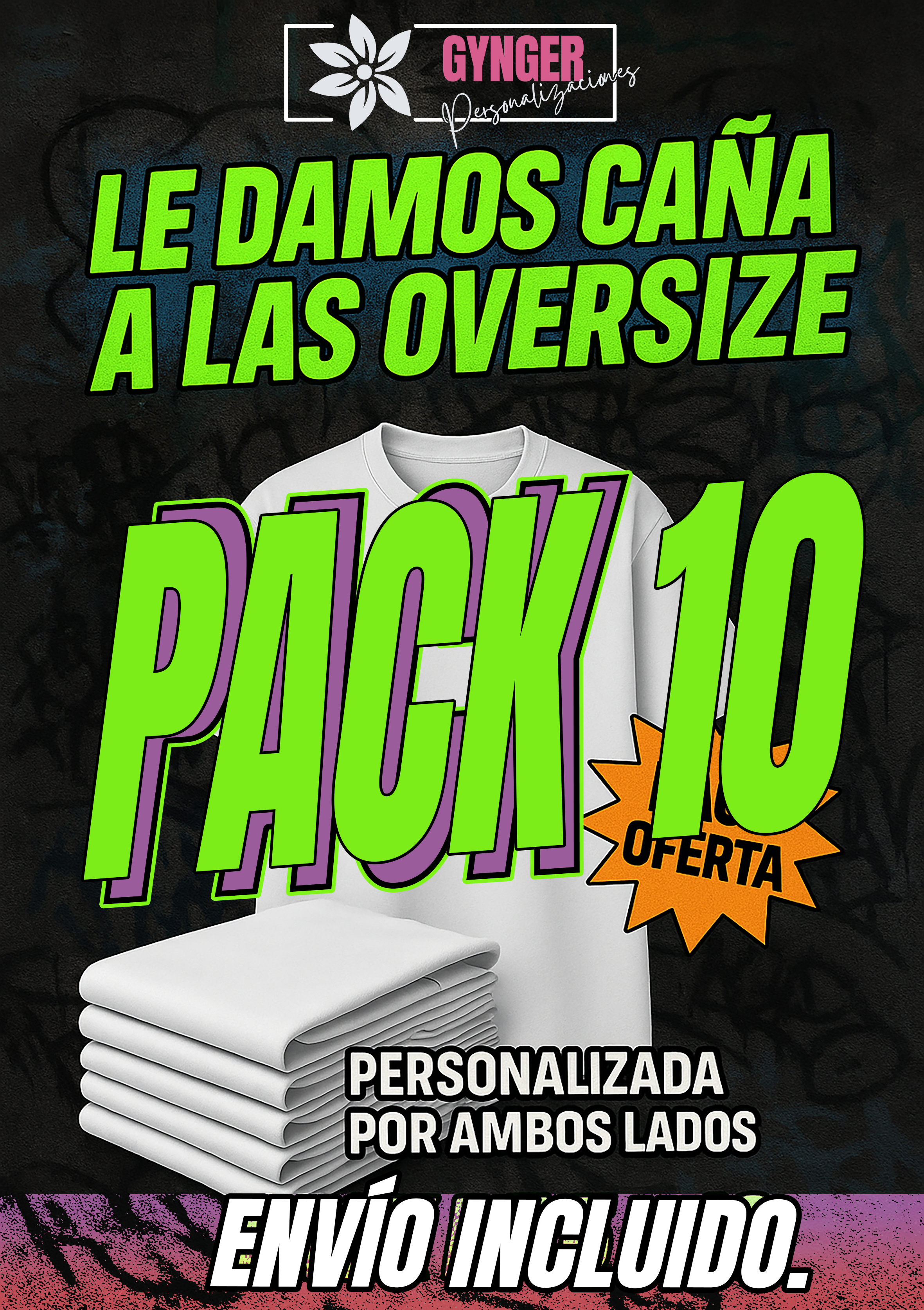 Pack 10 camisetas oversize