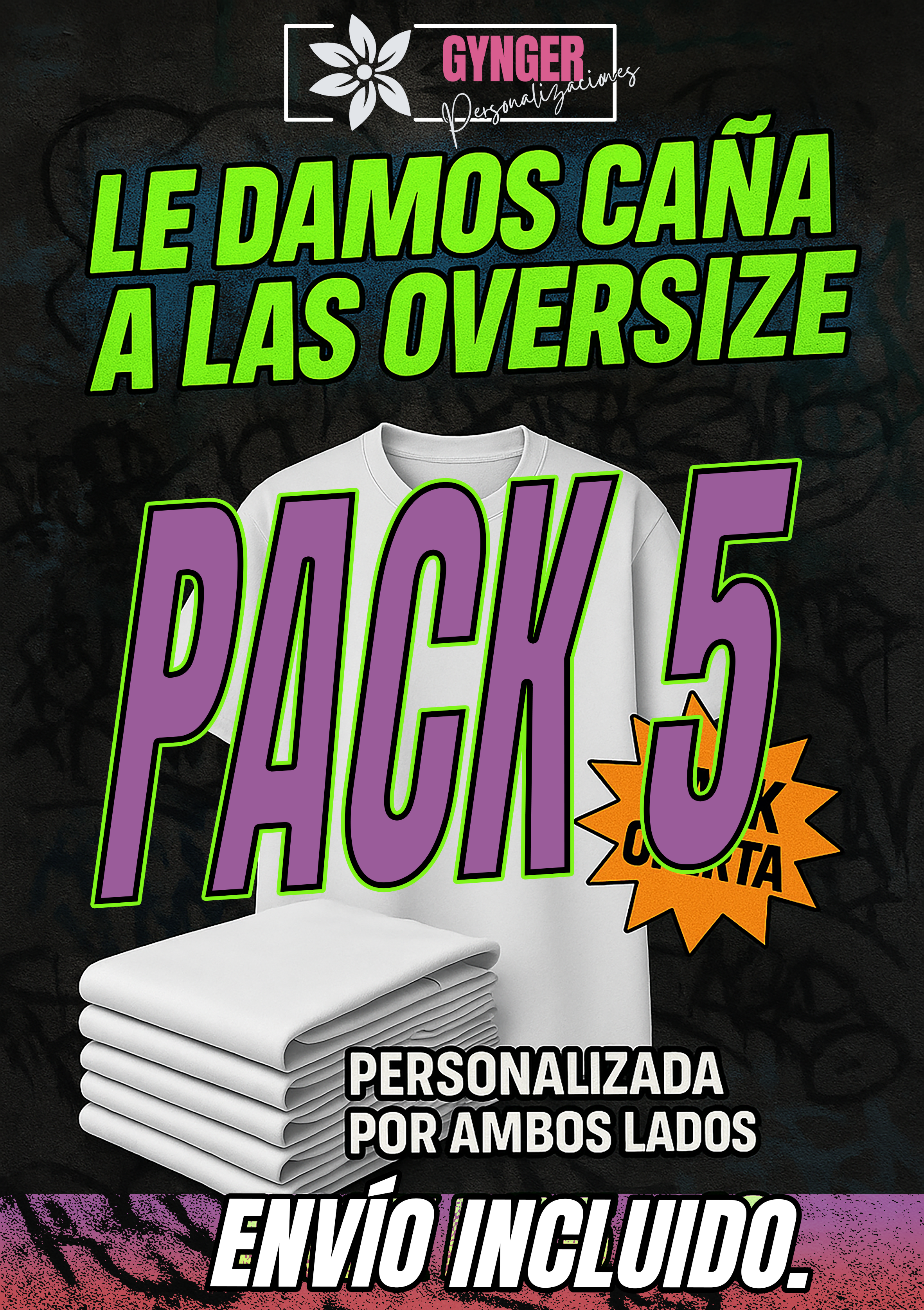 Pack 5 camisetas oversize