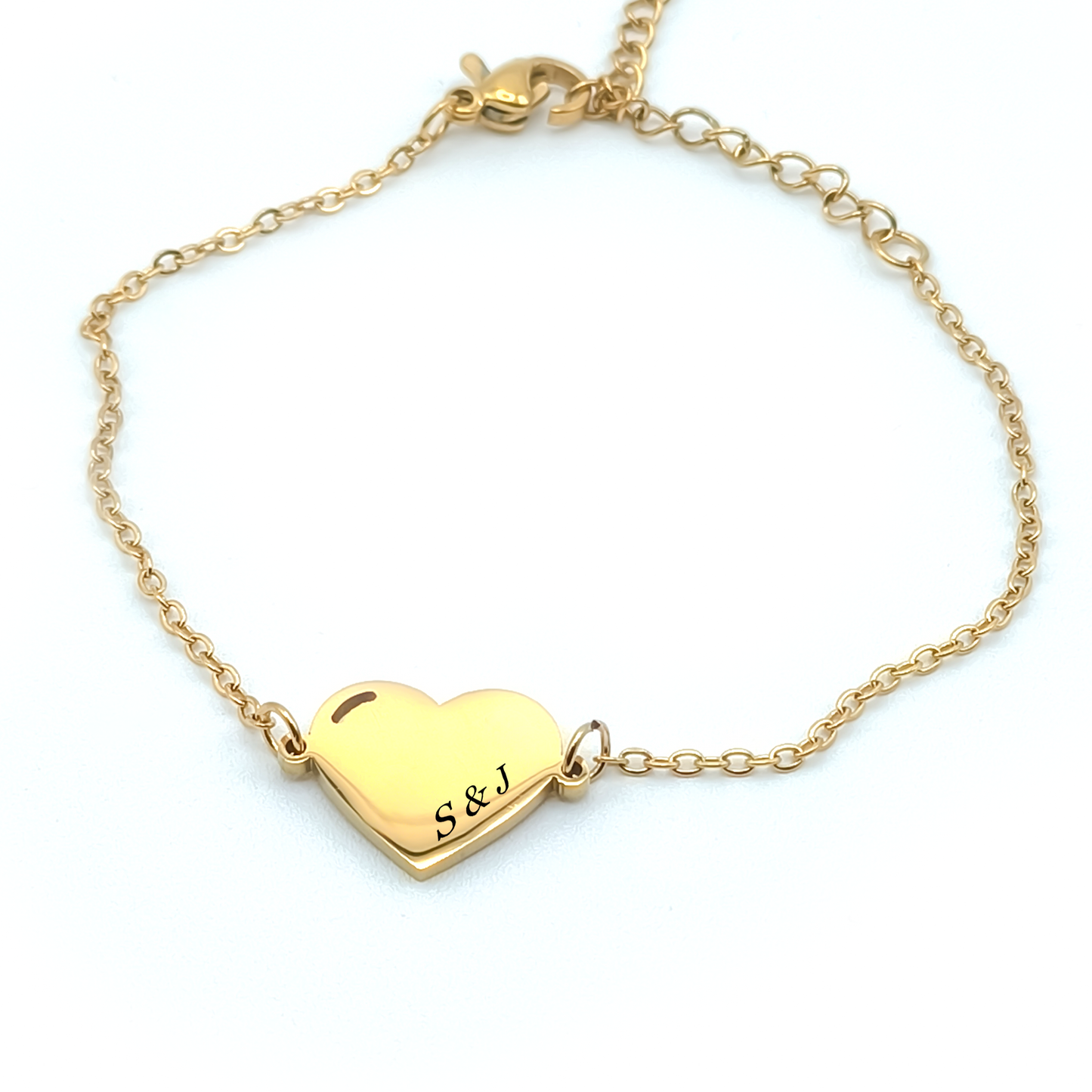 Pulsera corazón dorada iniciales