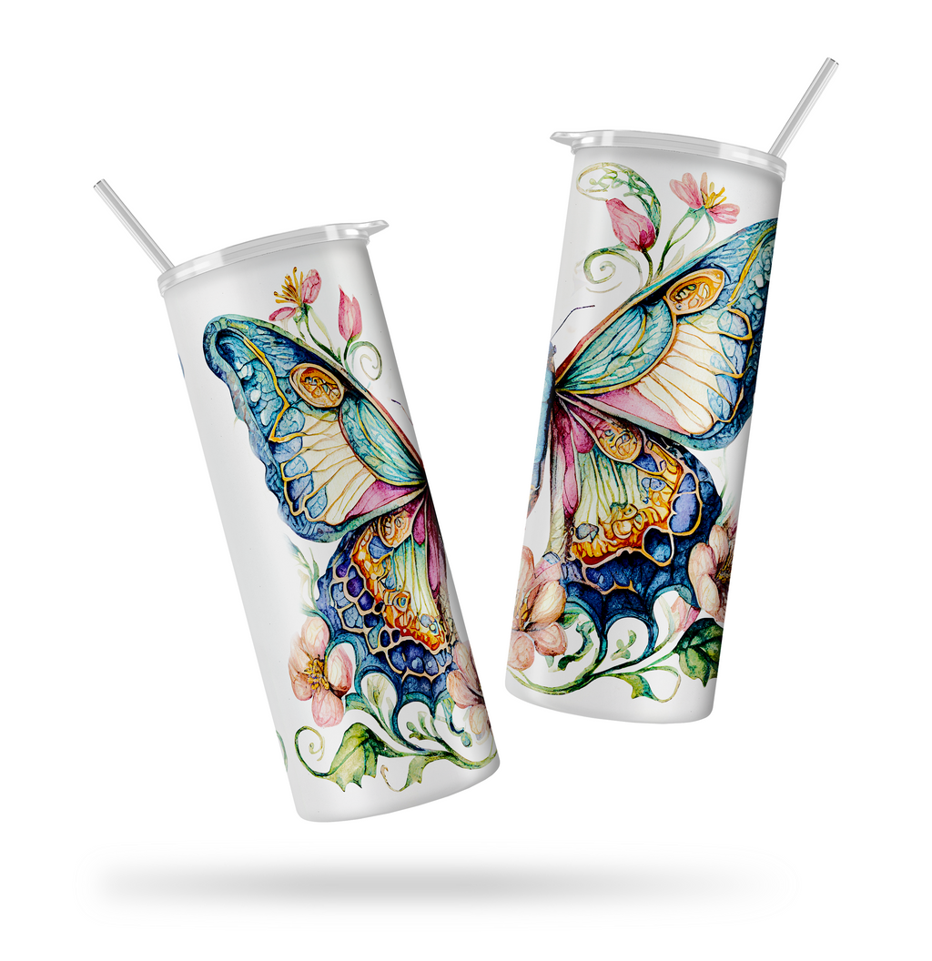 Tumbler mariposa + nombre